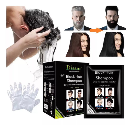 BlackHair® - Shampoo Pinta Canas Negro| PACK por 10 Unidades