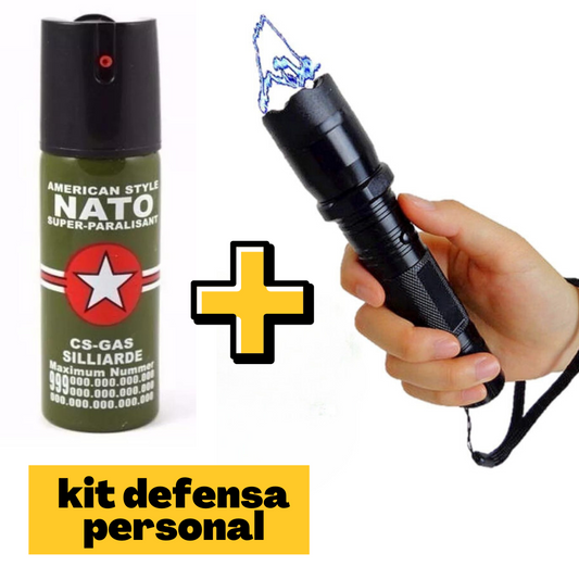 KIT DE DEFENSA PERSONAL (TASER LINTERNA+ GAS PIMIENTA)